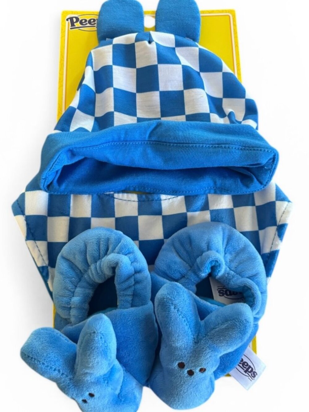 Peeps Easter Bunny 3-Piece Baby Boy Infant Checkered Blue Easter Gift Set